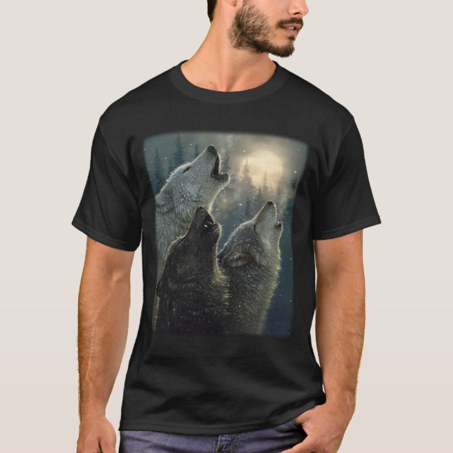 H274 The Mountain Three Wolf Moon USA Long Sleeve  T-Shirt (Front)