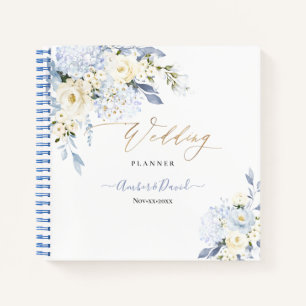 H2 BLUE HYDE CREAM ROSES WEDDING PLANNER NOTEBOOK