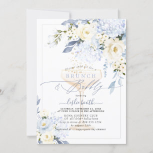 H2 Blue Hydrangea Cream Roses Brunch Bubbly Invitation