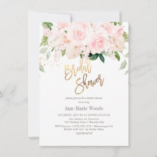 H2 Blush Anthuriums Roses Peonies Bridal Shower  Invitation