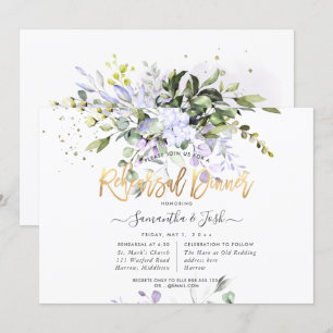 H2 Dusty Purple Eucalyptus Rehearsal Dinner Invitation