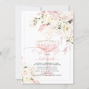 H2 Dusty Rose Blush Hydrangea Brunch Bubbly  Invitation
