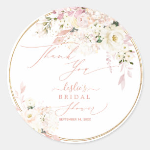 H2 Dusty Rose Hydrangea Cream Roses Bridal Shower Classic Round Sticker