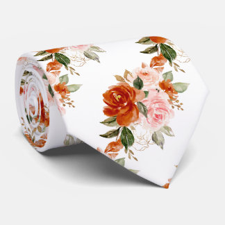 H2 Flowers Rust Orange Blush Roses Tie