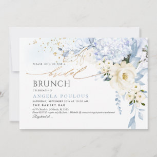 H2 Flowers White Ice Blue Bridal Brunch  Invitation