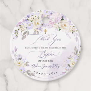 H2 Hydrangeas Cream Roses Baptism Thank You Favour Tags