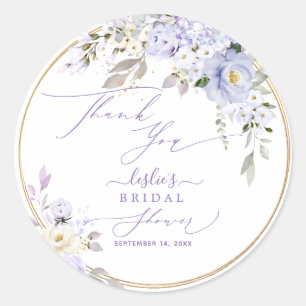 H2 Purple Hydrangea Cream Roses Bridal Shower Classic Round Sticker