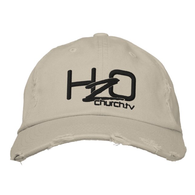 H2OChurch.tv - Distressed Denim Embroidered Hat (Front)