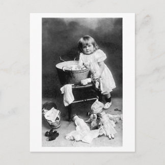 h304 Edwardian Girl with Dolls Clothes Postcard