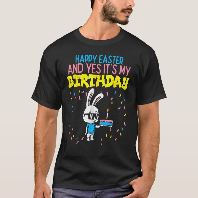 H Appy Easter Birthday Bunny C Ake Bday Party Boys T-Shirt (Front)