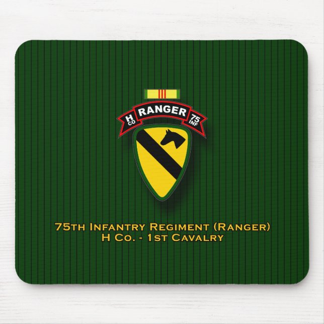 H Co, 75th Infantry - Rangers - 1st Cav - Vietnam Mouse Mat (Front)