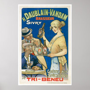 H. Daublain Vandam Sivry Vintage Beer Ad Art Poster