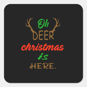 h Deer Christmas Celebration Holiday Design Square Sticker