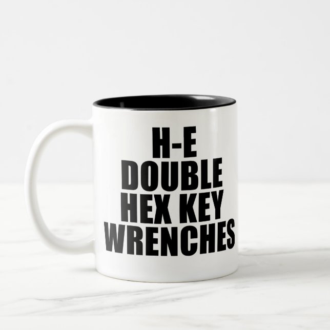 H-E Double Hex Key Wrenches Hell Two-Tone Coffee Mug (Left)