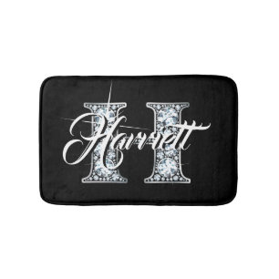 H Faux Diamond Monogram Bath Mat