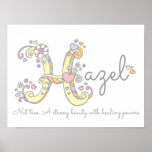 H for Hazel monogram letter art name meaning Poster