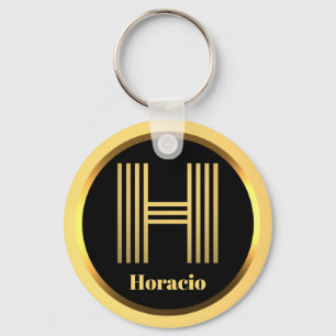 H Gold Monogrammed Letter Personalised Key Ring