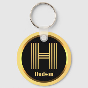 H Gold Monogrammed Letter Personalised Keychain