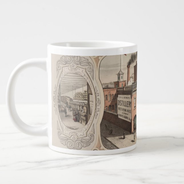 H.& H. Reiners Distillery Building In Brooklyn, Ny Large Coffee Mug (Left)