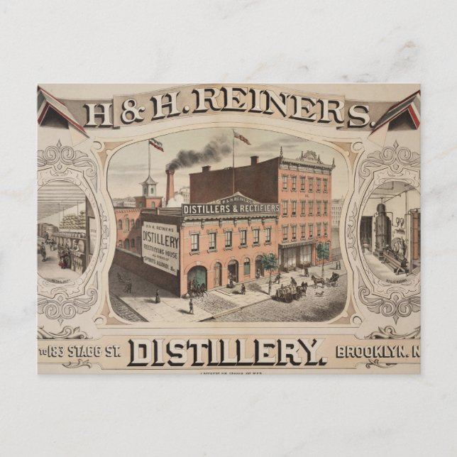 H.& H. Reiners Distillery Building In Brooklyn, Ny Postcard (Front)