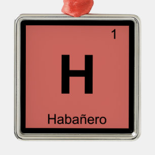 H - Habanero Pepper Chemistry Periodic Table Metal Tree Decoration