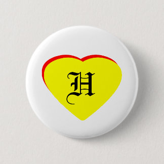 "H" Heart Yellow Red Wedding Invitation The MUSEUM 6 Cm Round Badge