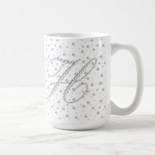 H Initial Monogram White Diamonds Print Coffee Mug