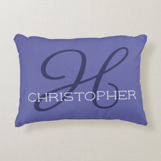 H Initial Personalised Name Trendy Periwinkle Blue Decorative Cushion