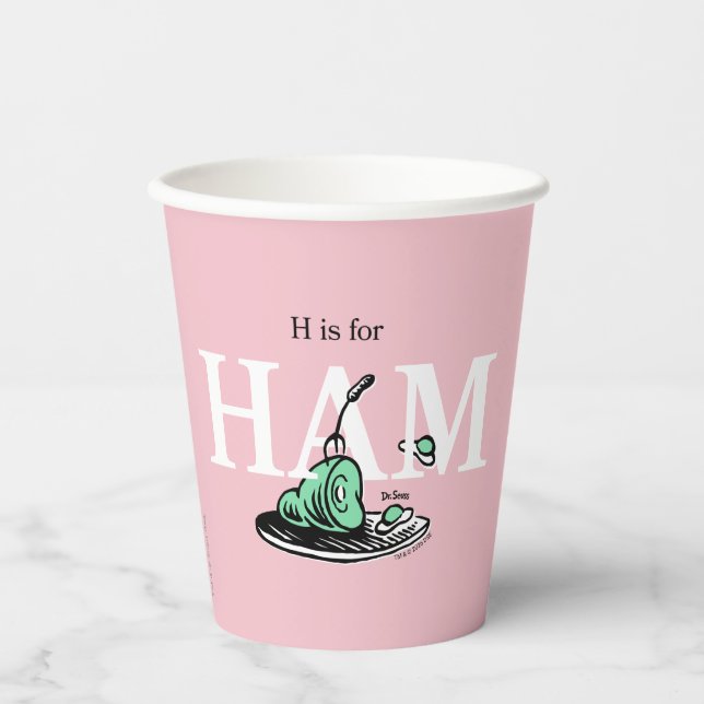 "H is for HAM" | Alphabet Design Paper Cups (Front)