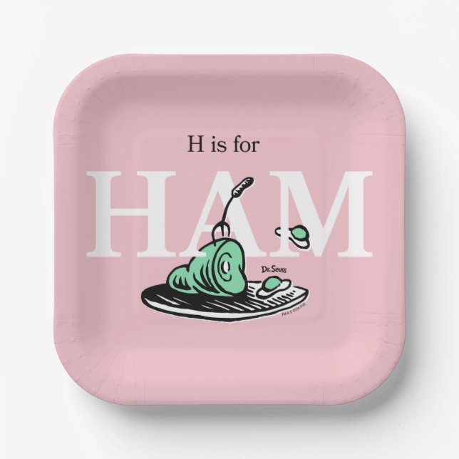 "H is for HAM" | Alphabet Design Paper Plate (Front)