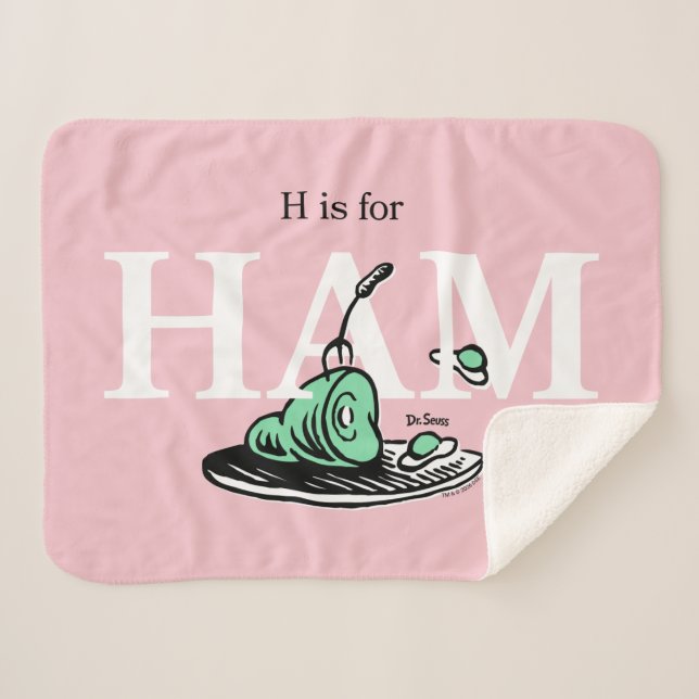 "H is for HAM" | Alphabet Design Sherpa Blanket (Front (Horizontal))