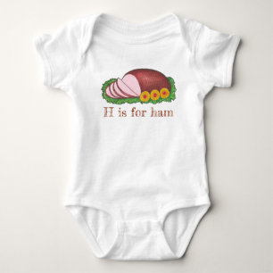 H is for Ham Christmas Easter Holiday Dinner Meat Baby Bodysuit