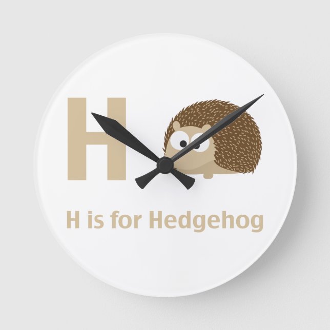 H is for Hedgehog Round Clock (Front)