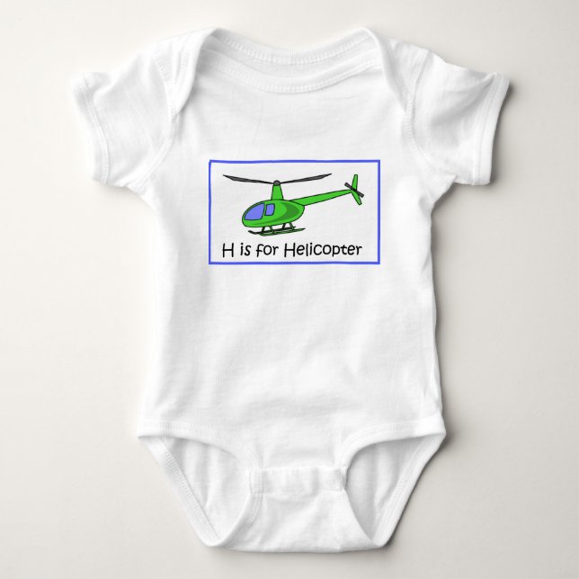 H is for helicopter baby bodysuit (Front)