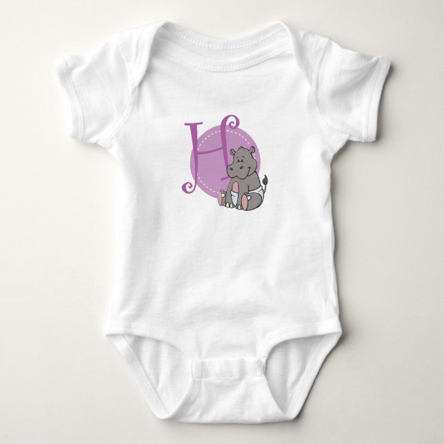 H is for Hippo Baby Bodysuit (Front)