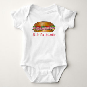 H is for Hoagie Ham Cheese Sub Sandwich Foodie Baby Bodysuit