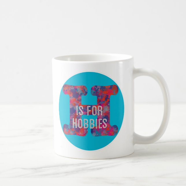 H is for Hobbies blue colourful drops monogram Coffee Mug (Right)