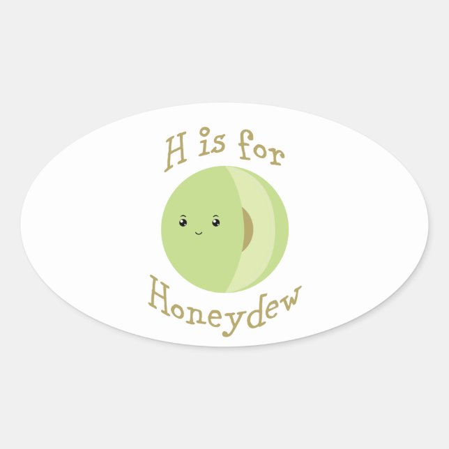 H is for Honeydew Oval Sticker (Front)