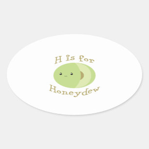 H is for Honeydew Oval Sticker