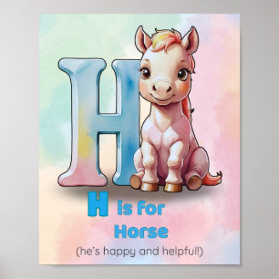 H is for Horse – Pastel Alphabet Poster for Kids R