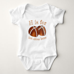 H is for Hot Cross Buns British Food Baking Pastry Baby Bodysuit