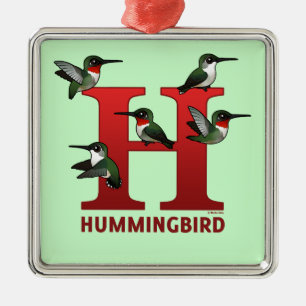 H is for Hummingbird Metal Tree Decoration