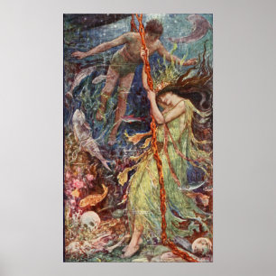 H J Ford Vintage Illustration Sea Maiden Poster