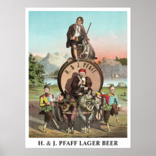 H. & J. Pfaff Lager Beer editable title Poster