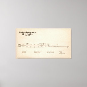 H. L. Hunley - Ship Blueprint Plans SD Canvas Print