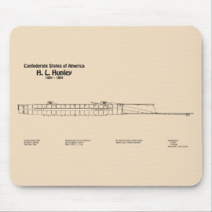 H. L. Hunley - Ship Blueprint Plans SD Mouse Mat