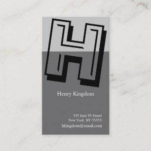 H Letter Alphabet Business Card Grey