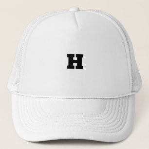 H Letter Custom Monogram White Colour Initial Trucker Hat