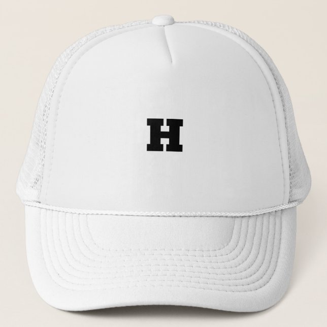 H Letter Custom Monogram White Colour Initial  Trucker Hat (Front)