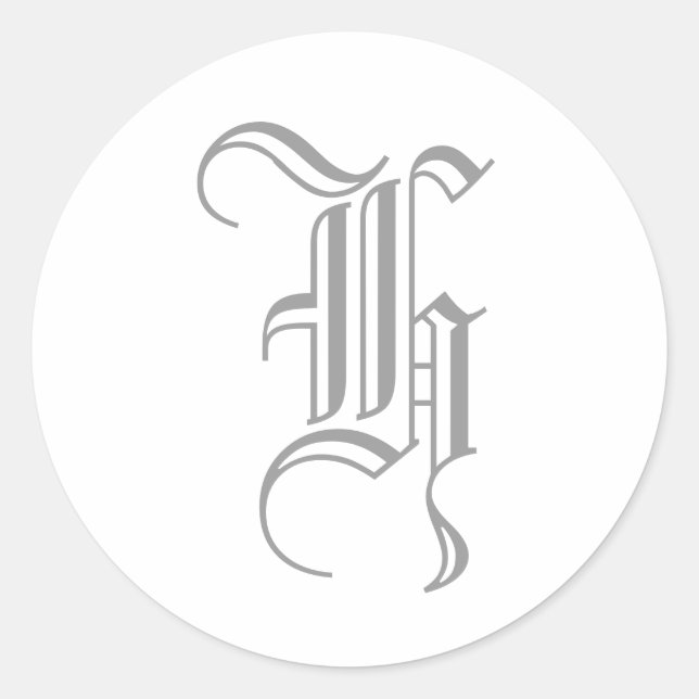 H Letter Monogram Sticker Grey Old English (Front)
